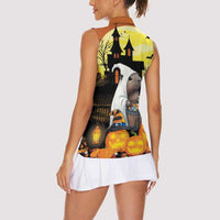Capy-Boo-Ra Halloween Women Sleeveless Polo Shirt Haunted House And Pumpkin Spooky - Wonder Print Shop