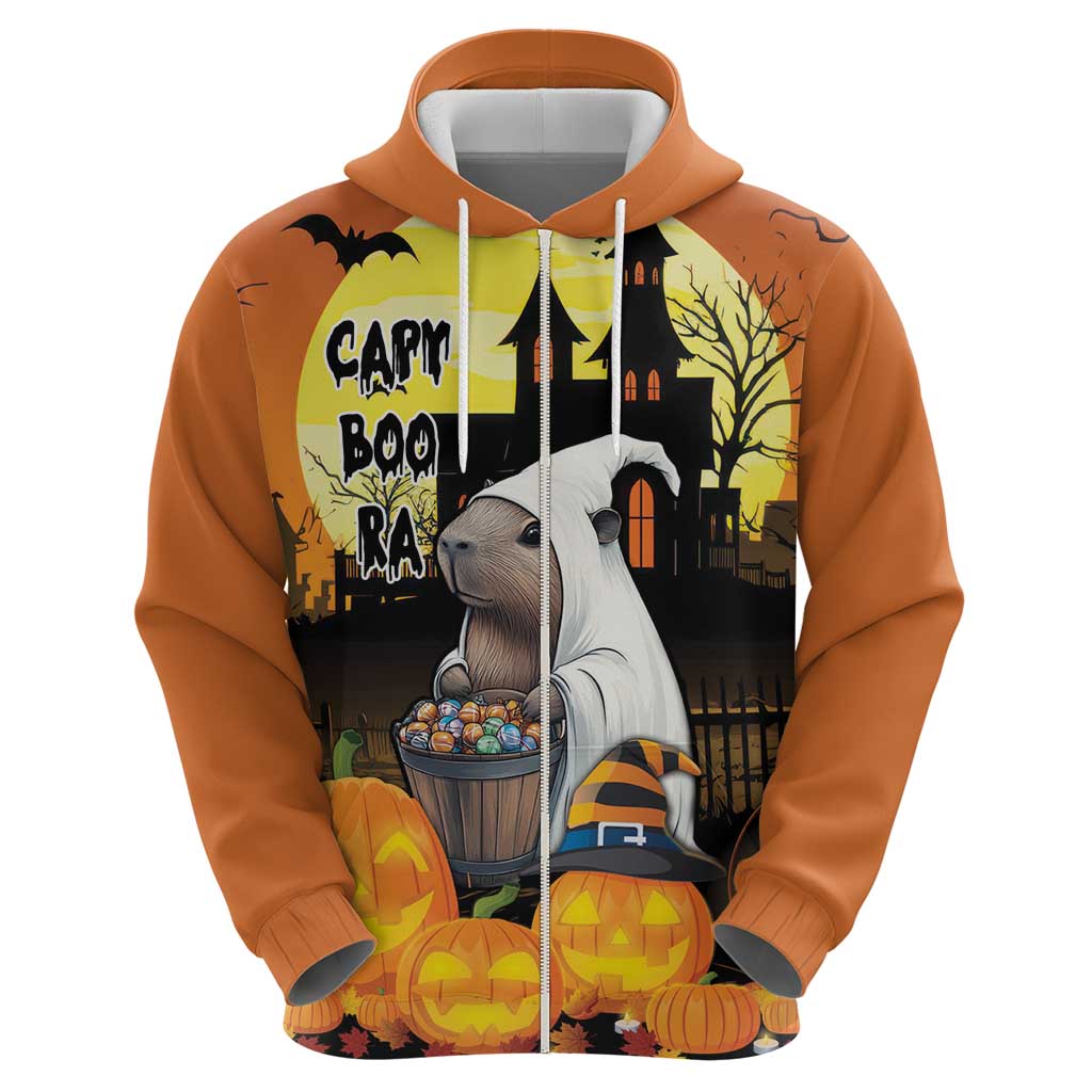 Capy-Boo-Ra Halloween Zip Hoodie Haunted House And Pumpkin Spooky - Wonder Print Shop