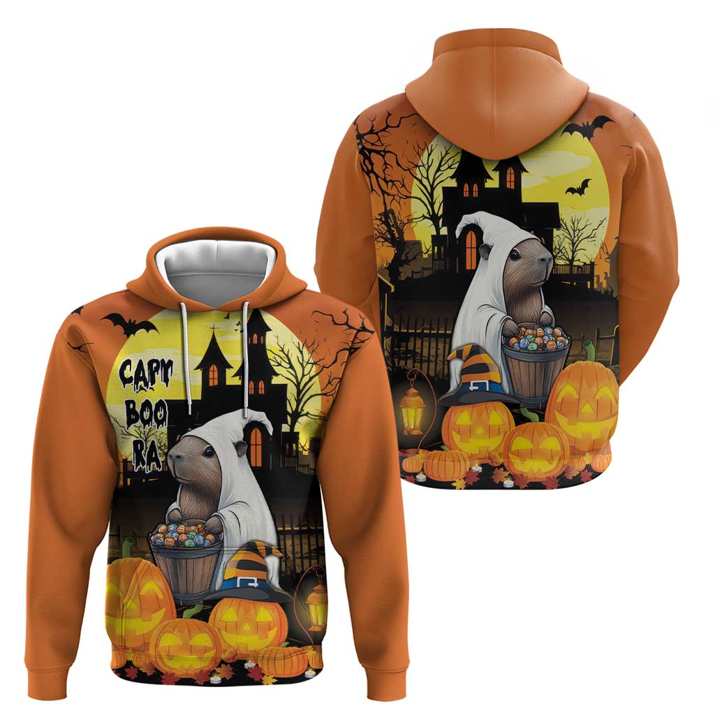 Capy-Boo-Ra Halloween Zip Hoodie Haunted House And Pumpkin Spooky - Wonder Print Shop