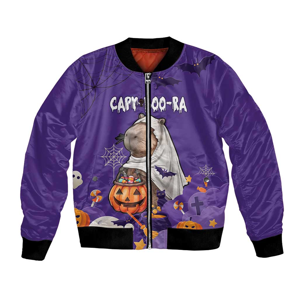 Capy-Boo-Ra Halloween Bomber Jacket Bats And Pumpkins Funny Style - Wonder Print Shop