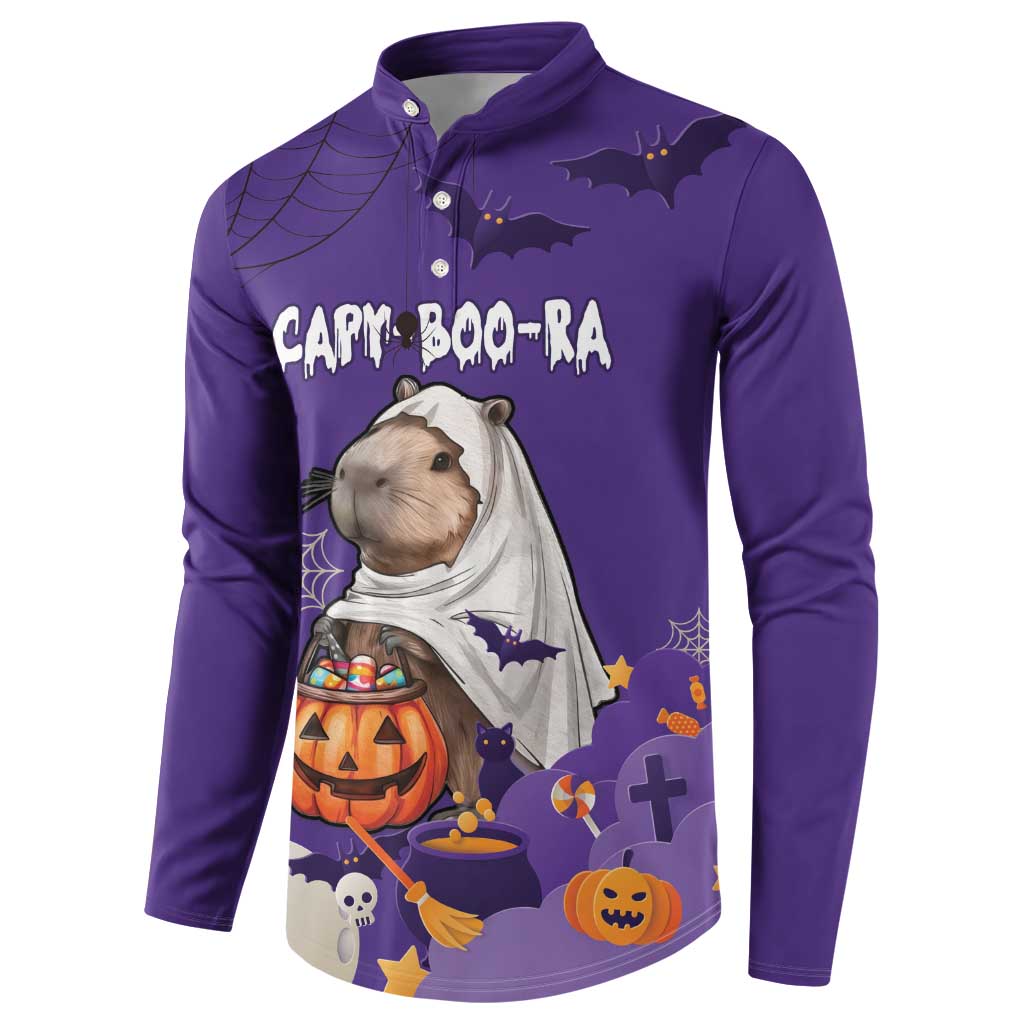 Capy-Boo-Ra Halloween Button Sweatshirt Bats And Pumpkins Funny Style - Wonder Print Shop