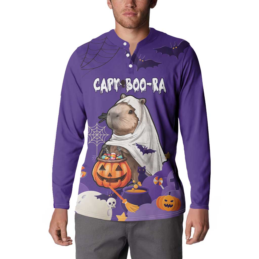Capy-Boo-Ra Halloween Button Sweatshirt Bats And Pumpkins Funny Style - Wonder Print Shop