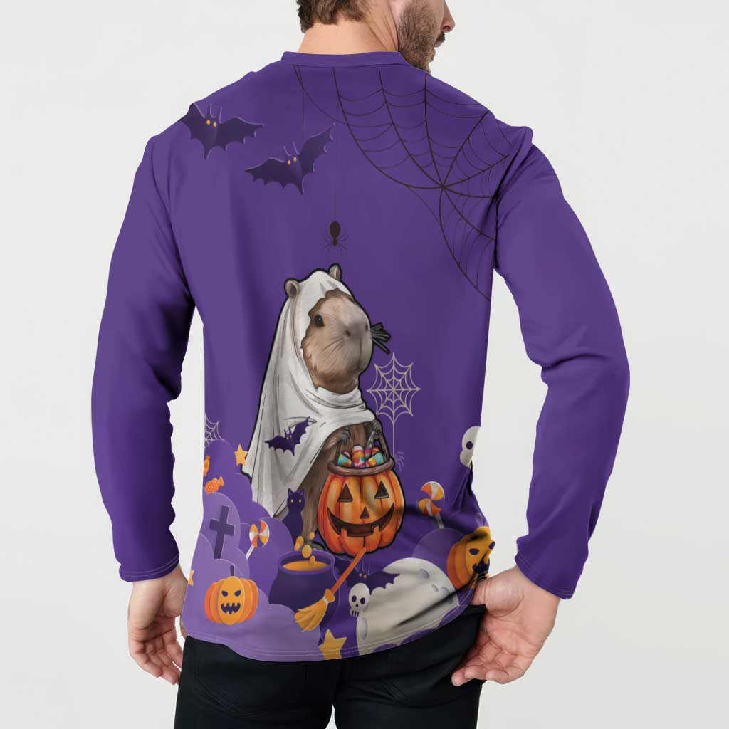 Capy-Boo-Ra Halloween Button Sweatshirt Bats And Pumpkins Funny Style - Wonder Print Shop