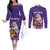 Capy-Boo-Ra Halloween Couples Matching Off The Shoulder Long Sleeve Dress and Long Sleeve Button Shirt Bats And Pumpkins Funny Style