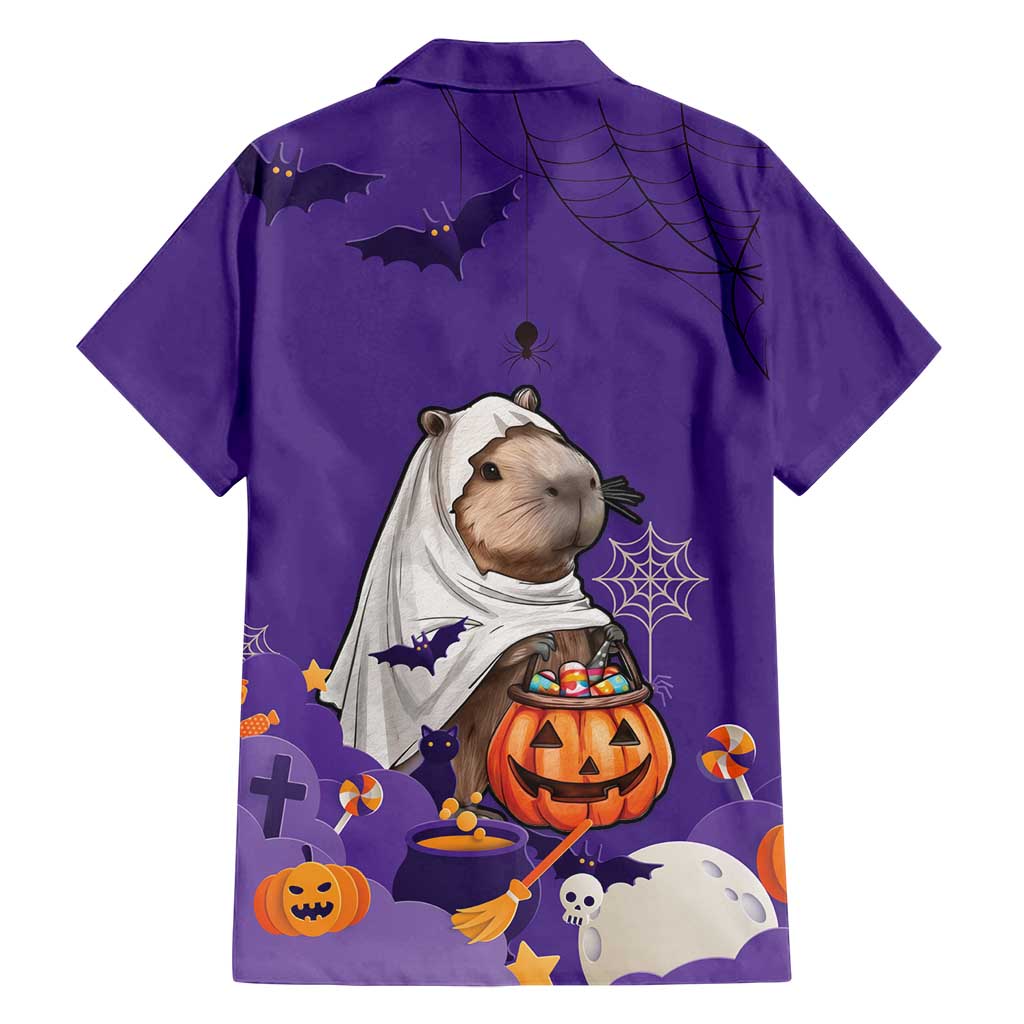 Capy-Boo-Ra Halloween Family Matching Long Sleeve Bodycon Dress and Hawaiian Shirt Bats And Pumpkins Funny Style - Wonder Print Shop