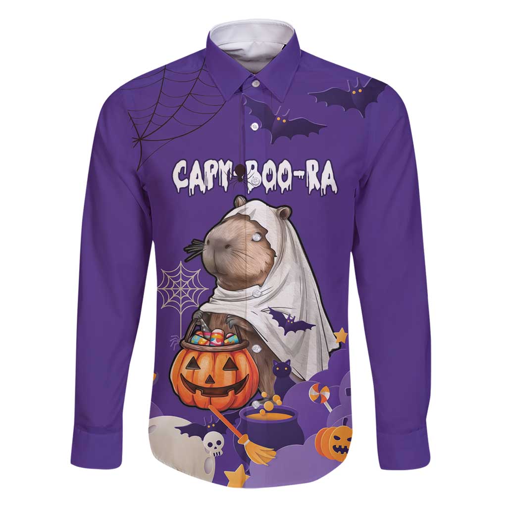Capy-Boo-Ra Halloween Family Matching Off Shoulder Maxi Dress and Hawaiian Shirt Bats And Pumpkins Funny Style - Wonder Print Shop
