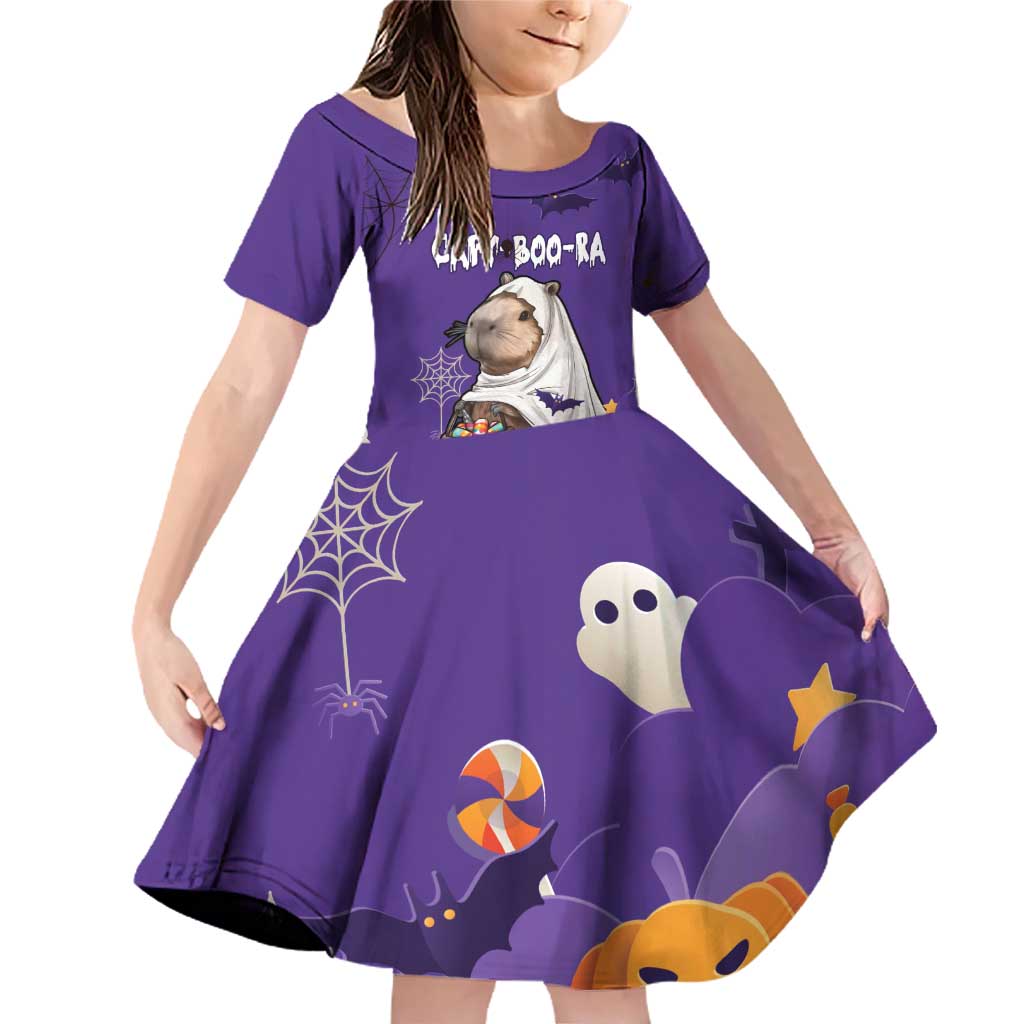 Capy-Boo-Ra Halloween Family Matching Off Shoulder Short Dress and Hawaiian Shirt Bats And Pumpkins Funny Style - Wonder Print Shop