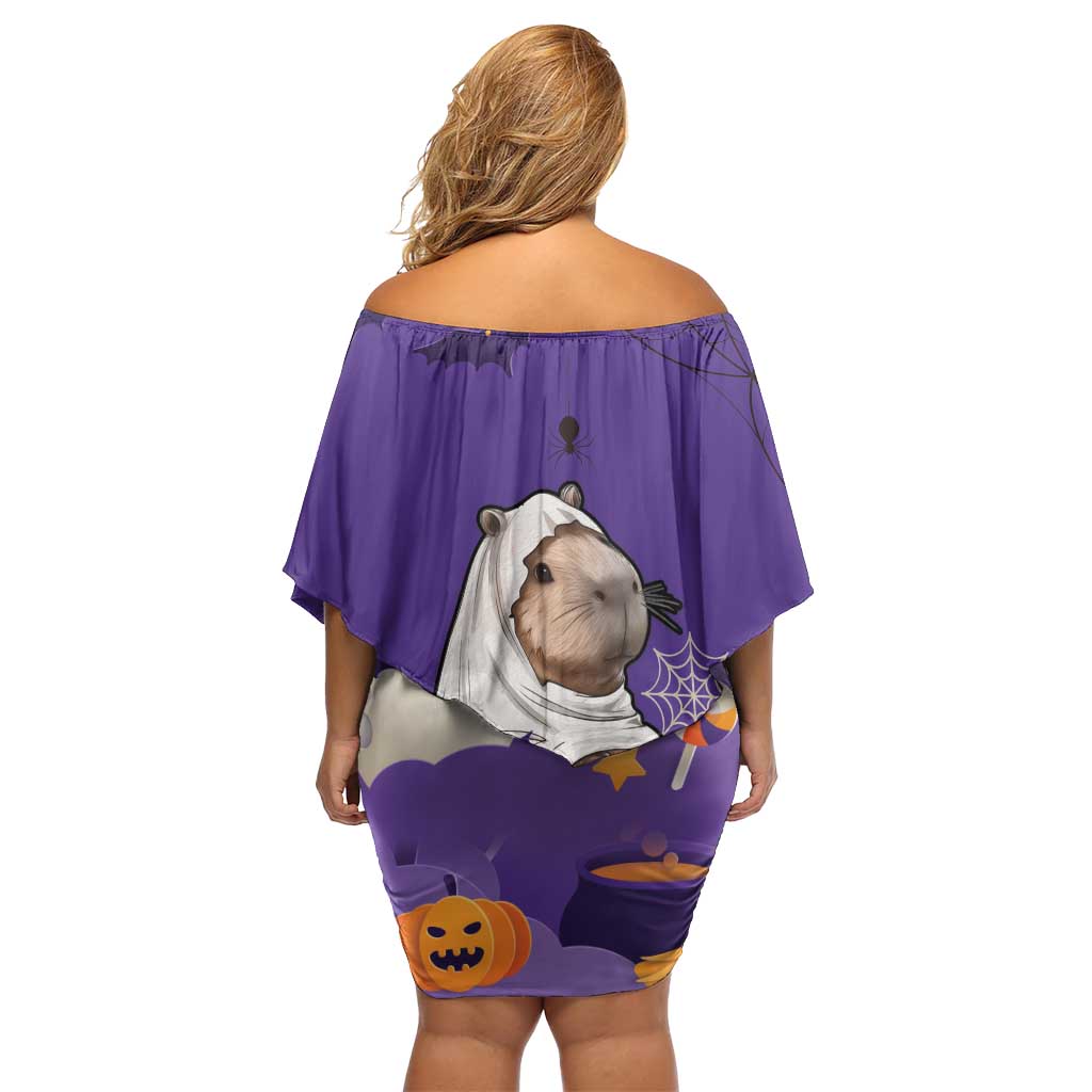 Capy-Boo-Ra Halloween Family Matching Off Shoulder Short Dress and Hawaiian Shirt Bats And Pumpkins Funny Style - Wonder Print Shop