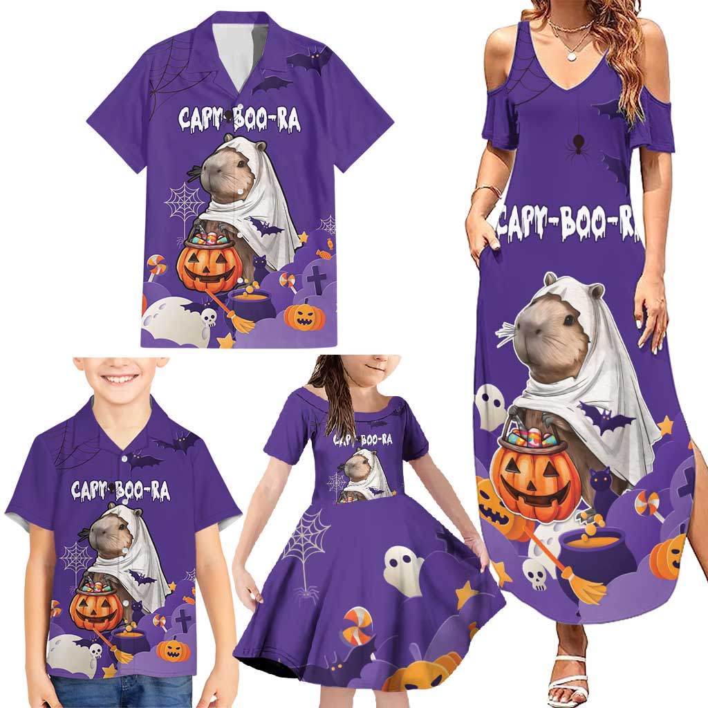Capy-Boo-Ra Halloween Family Matching Summer Maxi Dress and Hawaiian Shirt Bats And Pumpkins Funny Style - Wonder Print Shop