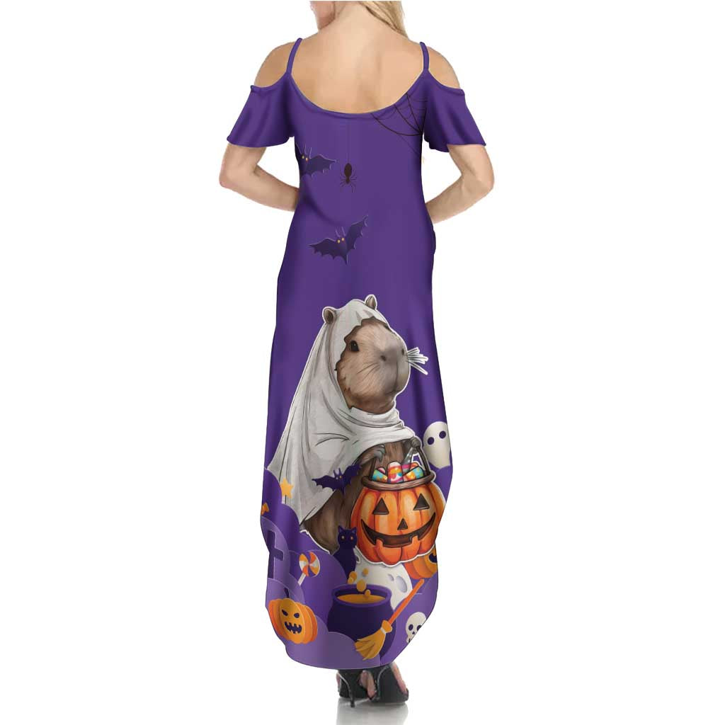 Capy-Boo-Ra Halloween Family Matching Summer Maxi Dress and Hawaiian Shirt Bats And Pumpkins Funny Style - Wonder Print Shop
