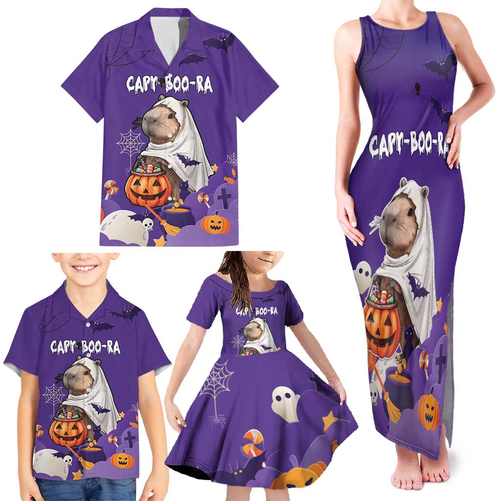 Capy-Boo-Ra Halloween Family Matching Tank Maxi Dress and Hawaiian Shirt Bats And Pumpkins Funny Style - Wonder Print Shop