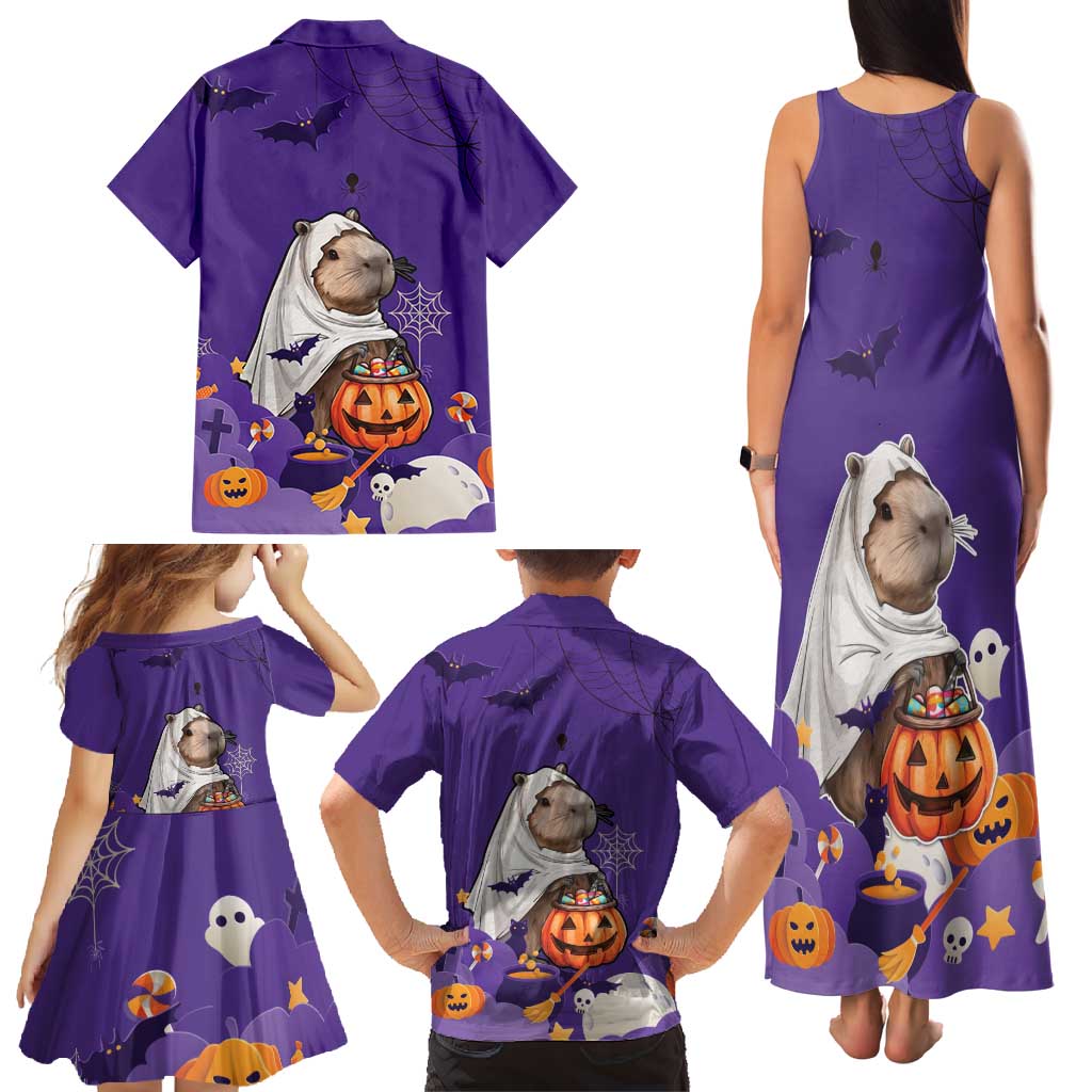 Capy-Boo-Ra Halloween Family Matching Tank Maxi Dress and Hawaiian Shirt Bats And Pumpkins Funny Style - Wonder Print Shop
