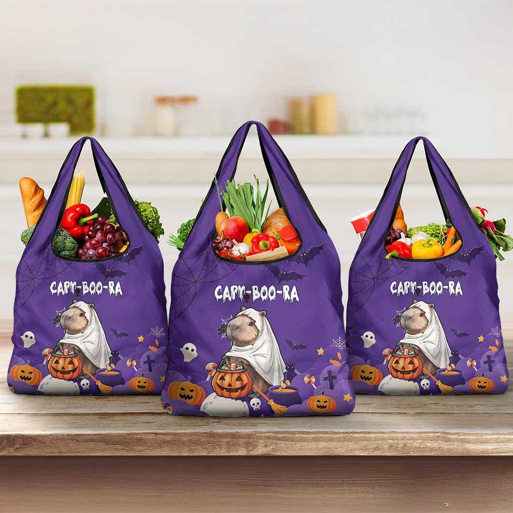 Capy-Boo-Ra Halloween Grocery Bag Bats And Pumpkins Funny Style