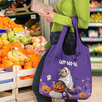 Capy-Boo-Ra Halloween Grocery Bag Bats And Pumpkins Funny Style