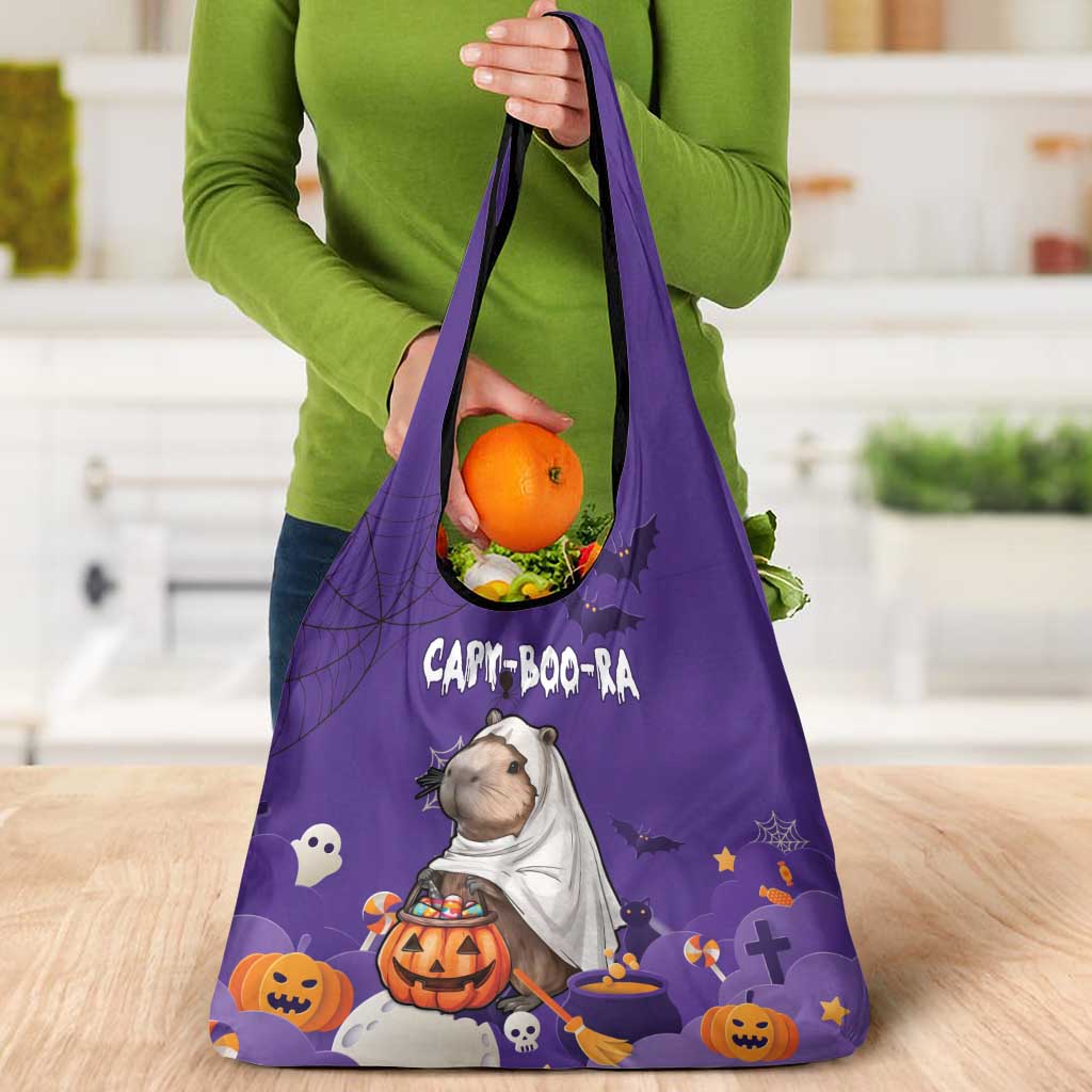 Capy-Boo-Ra Halloween Grocery Bag Bats And Pumpkins Funny Style