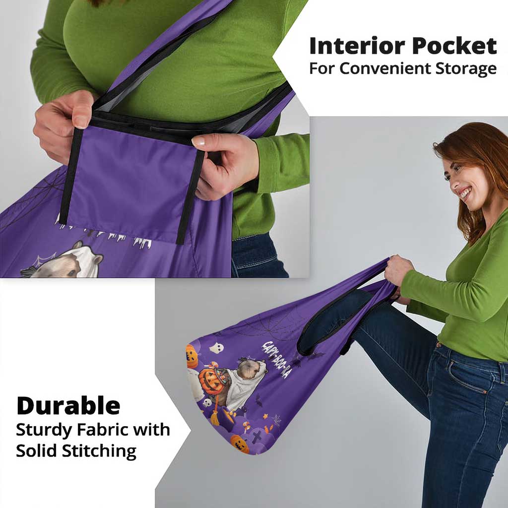 Capy-Boo-Ra Halloween Grocery Bag Bats And Pumpkins Funny Style