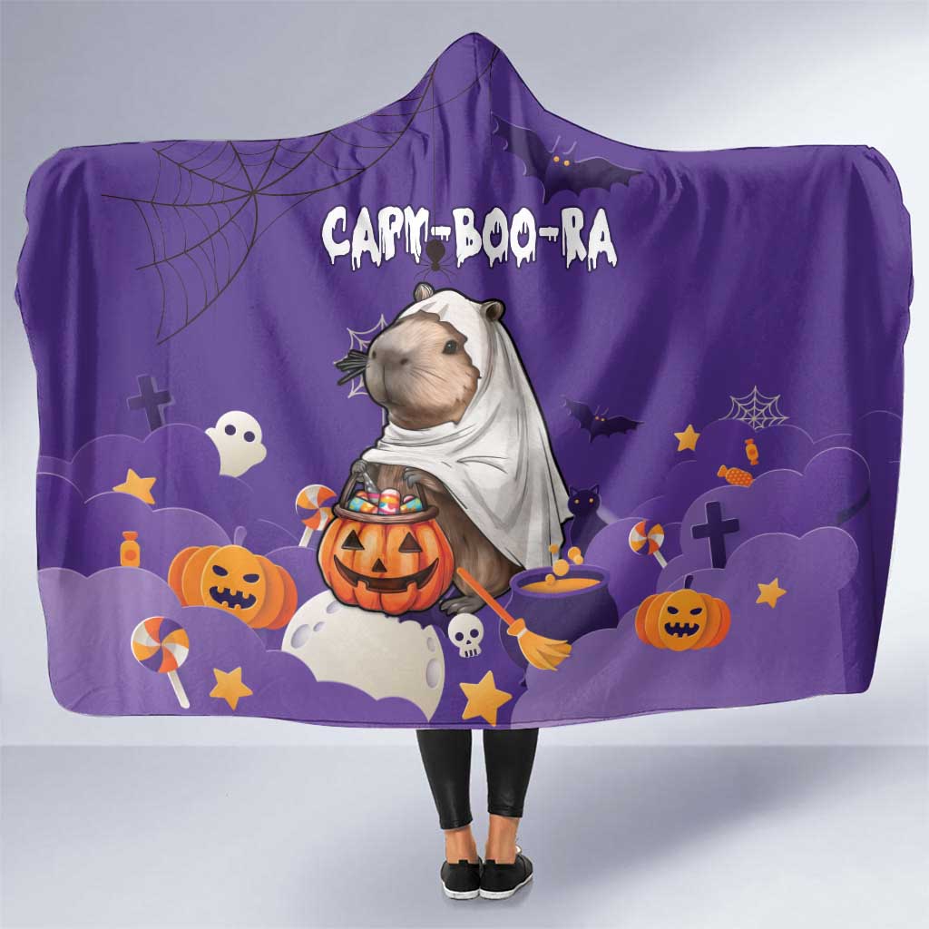 Capy-Boo-Ra Halloween Hooded Blanket Bats And Pumpkins Funny Style