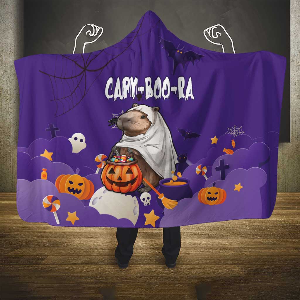 Capy-Boo-Ra Halloween Hooded Blanket Bats And Pumpkins Funny Style