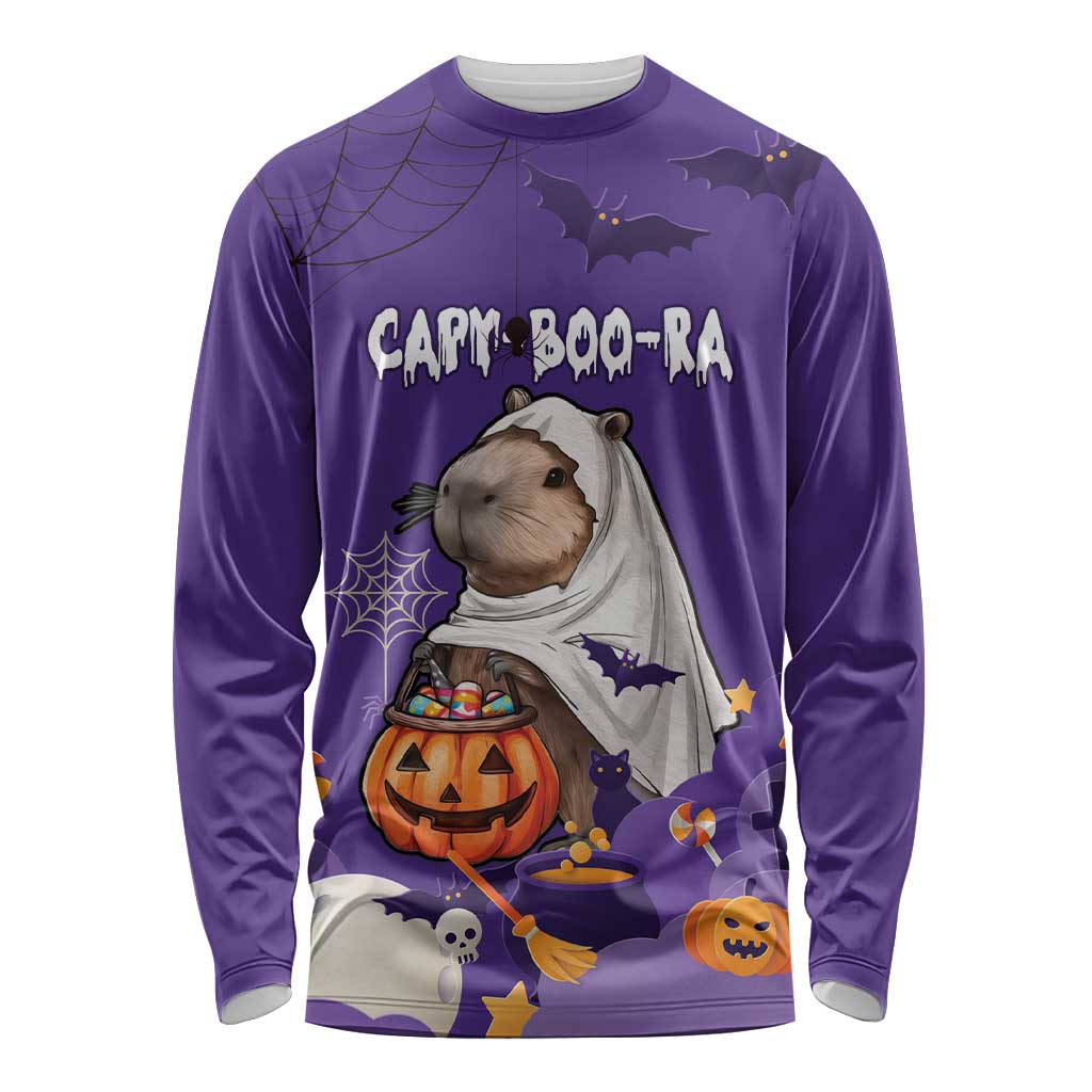 Capy-Boo-Ra Halloween Long Sleeve Shirt Bats And Pumpkins Funny Style - Wonder Print Shop
