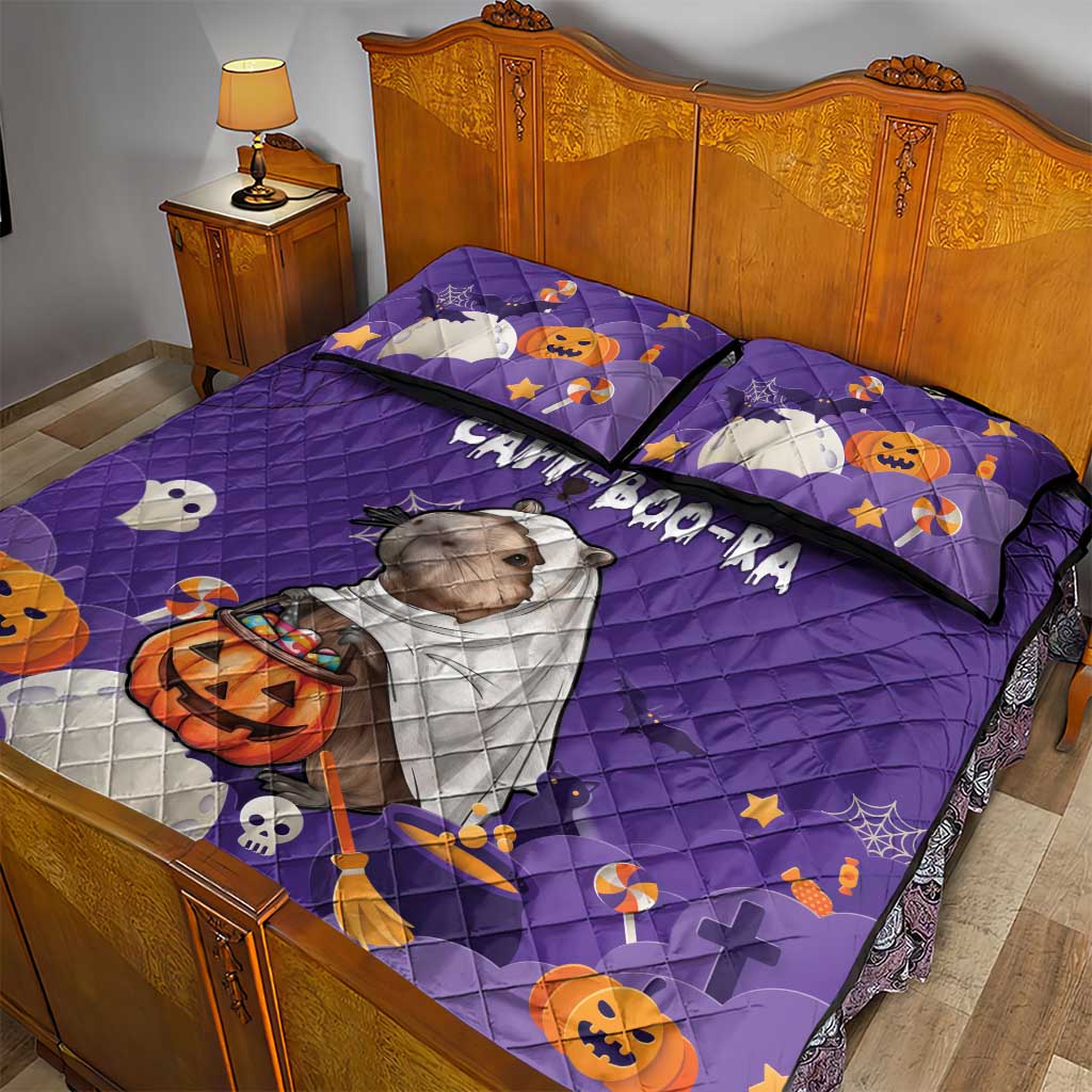 Capy-Boo-Ra Halloween Quilt Bed Set Bats And Pumpkins Funny Style - Wonder Print Shop