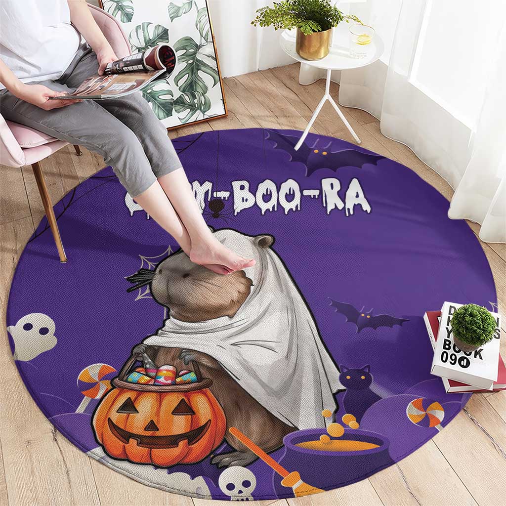 Capy-Boo-Ra Halloween Round Carpet Bats And Pumpkins Funny Style