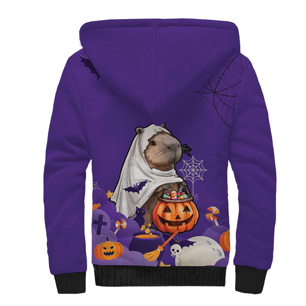 Capy-Boo-Ra Halloween Sherpa Hoodie Bats And Pumpkins Funny Style - Wonder Print Shop