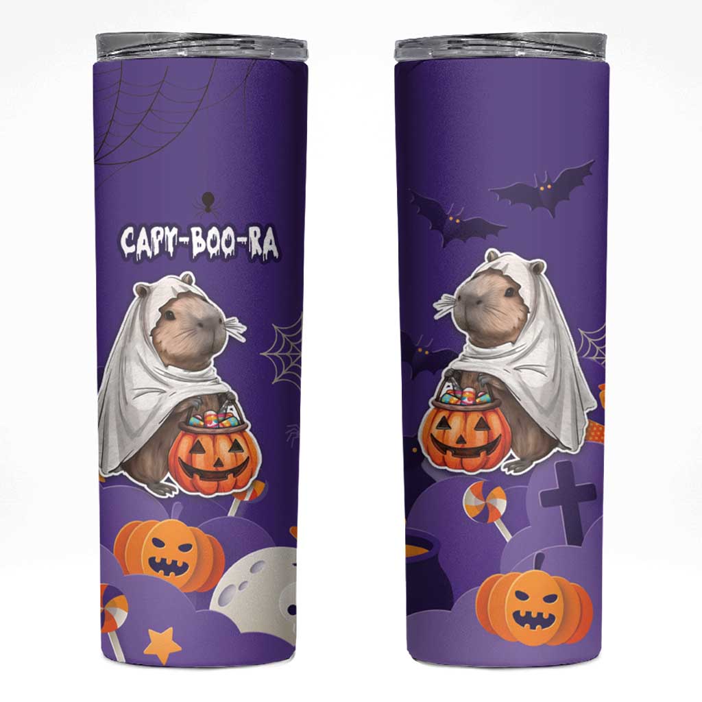Capy-Boo-Ra Halloween Skinny Tumbler Bats And Pumpkins Cute Style - Wonder Print Shop
