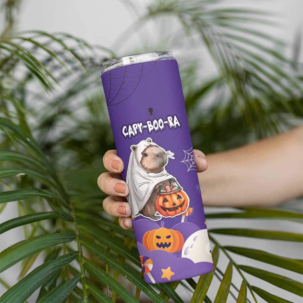 Capy-Boo-Ra Halloween Skinny Tumbler Bats And Pumpkins Cute Style - Wonder Print Shop