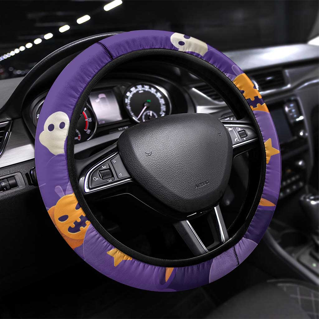 Capy-Boo-Ra Halloween Steering Wheel Cover Bats And Pumpkins Funny Style - Wonder Print Shop