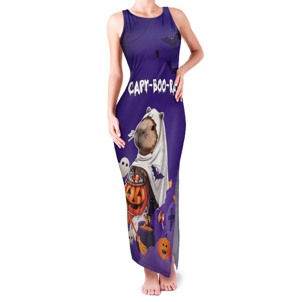 Capy-Boo-Ra Halloween Tank Maxi Dress Bats And Pumpkins Funny Style - Wonder Print Shop
