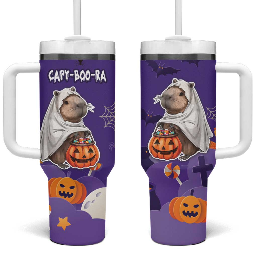 Capy-Boo-Ra Halloween Tumbler With Handle Bats And Pumpkins Cute Style - Wonder Print Shop