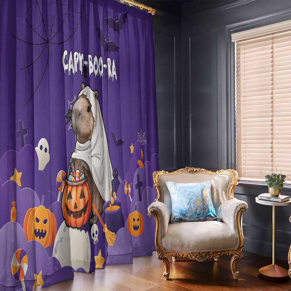 Capy-Boo-Ra Halloween Window Curtain Bats And Pumpkins Funny Style - Wonder Print Shop