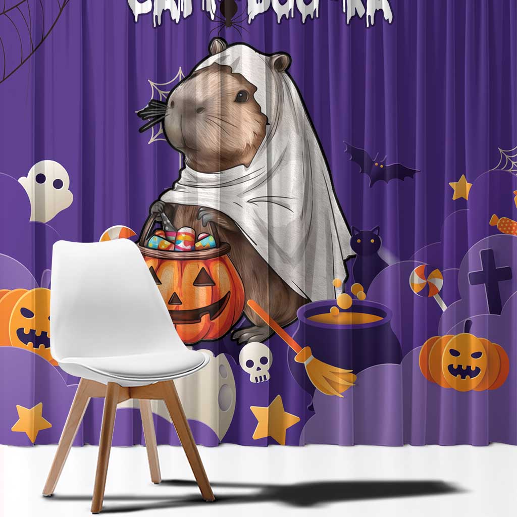 Capy-Boo-Ra Halloween Window Curtain Bats And Pumpkins Funny Style - Wonder Print Shop