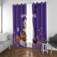 Capy-Boo-Ra Halloween Window Curtain Bats And Pumpkins Funny Style - Wonder Print Shop