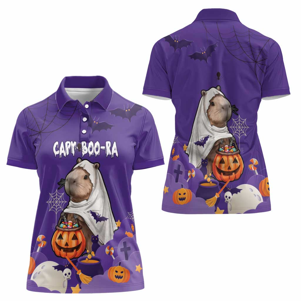 Capy-Boo-Ra Halloween Women Polo Shirt Bats And Pumpkins Funny Style - Wonder Print Shop