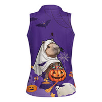 Capy-Boo-Ra Halloween Women Sleeveless Polo Shirt Bats And Pumpkins Funny Style - Wonder Print Shop