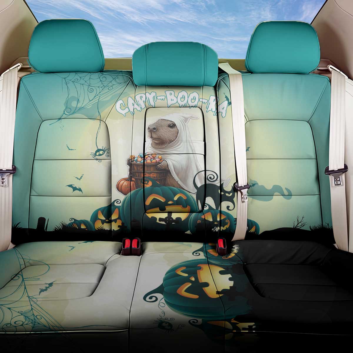 Capy-Boo-Ra Halloween Back Car Seat Cover Spooky Halloween Night With Pumpkins - Wonder Print Shop