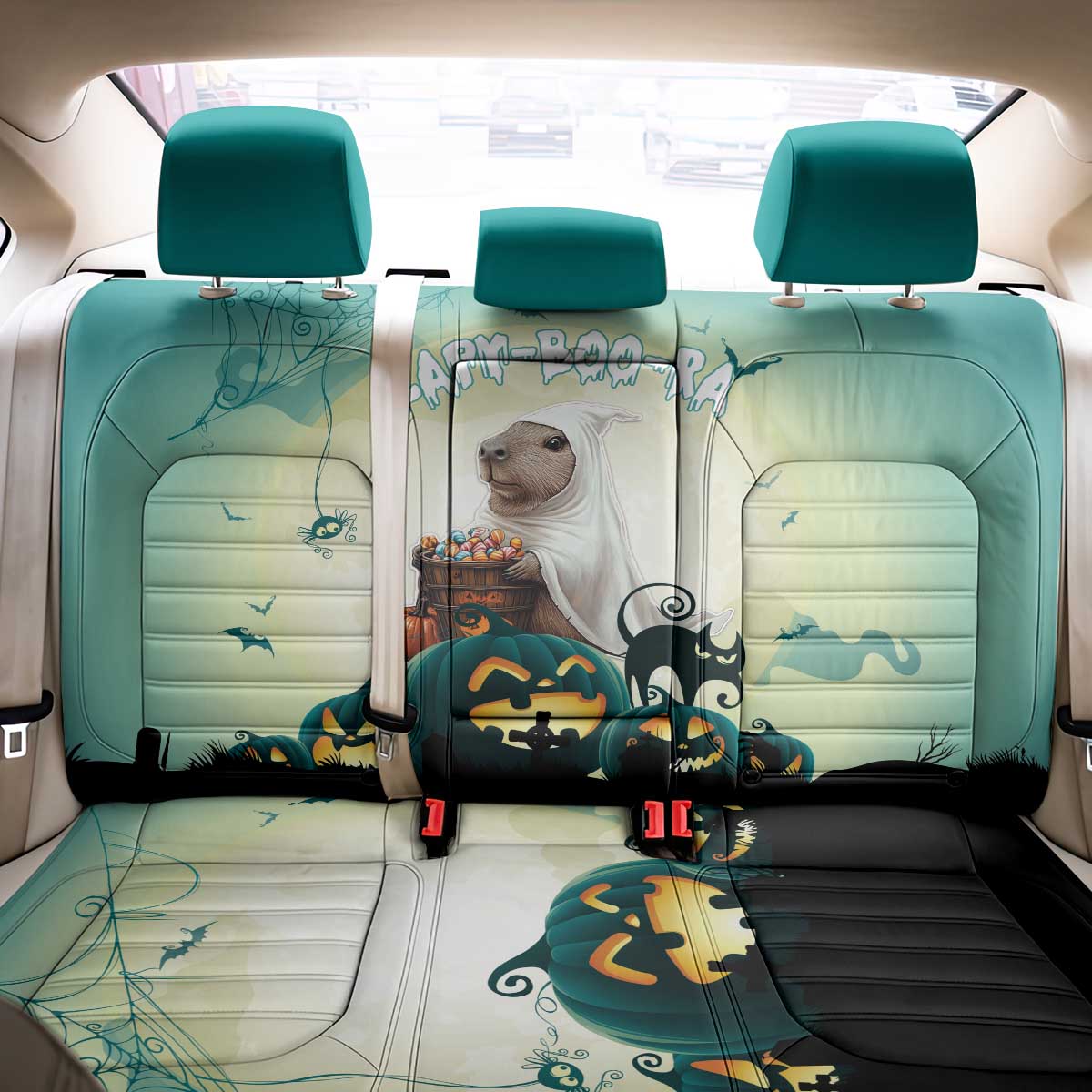 Capy-Boo-Ra Halloween Back Car Seat Cover Spooky Halloween Night With Pumpkins - Wonder Print Shop
