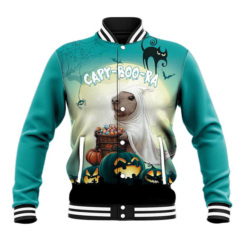Capy-Boo-Ra Halloween Baseball Jacket Spooky Halloween Night With Pumpkins - Wonder Print Shop