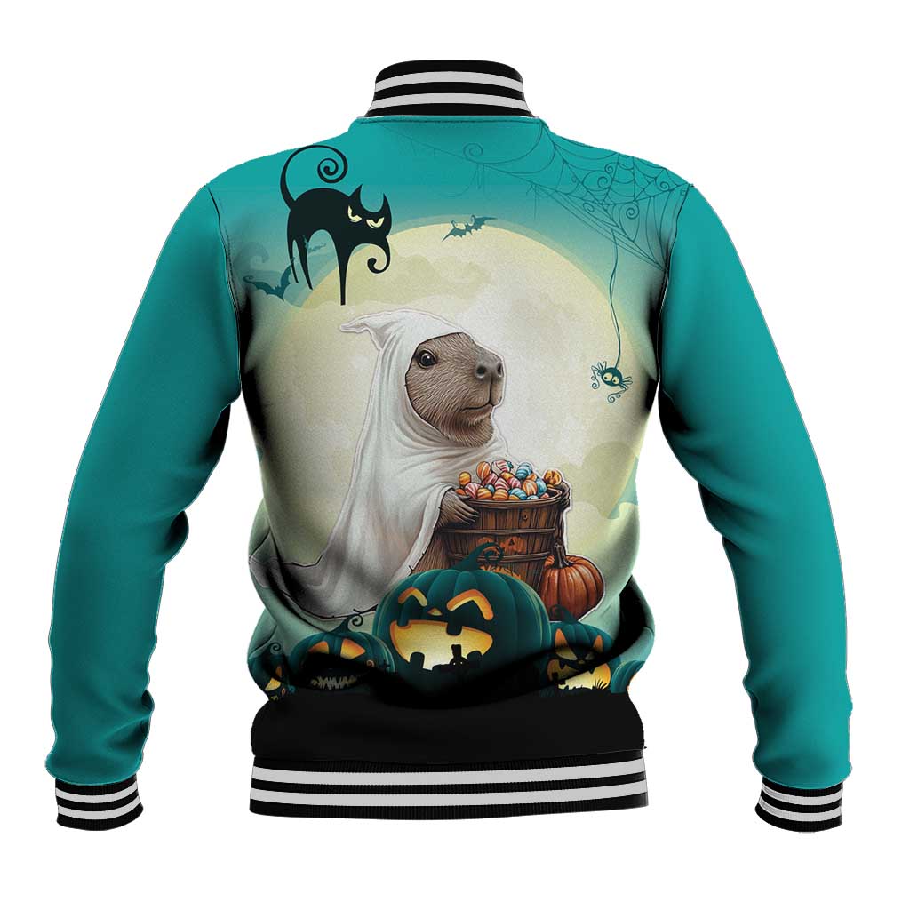 Capy-Boo-Ra Halloween Baseball Jacket Spooky Halloween Night With Pumpkins - Wonder Print Shop