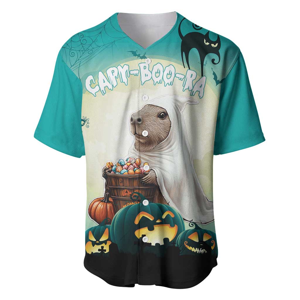Capy-Boo-Ra Halloween Baseball Jersey Spooky Halloween Night With Pumpkins - Wonder Print Shop