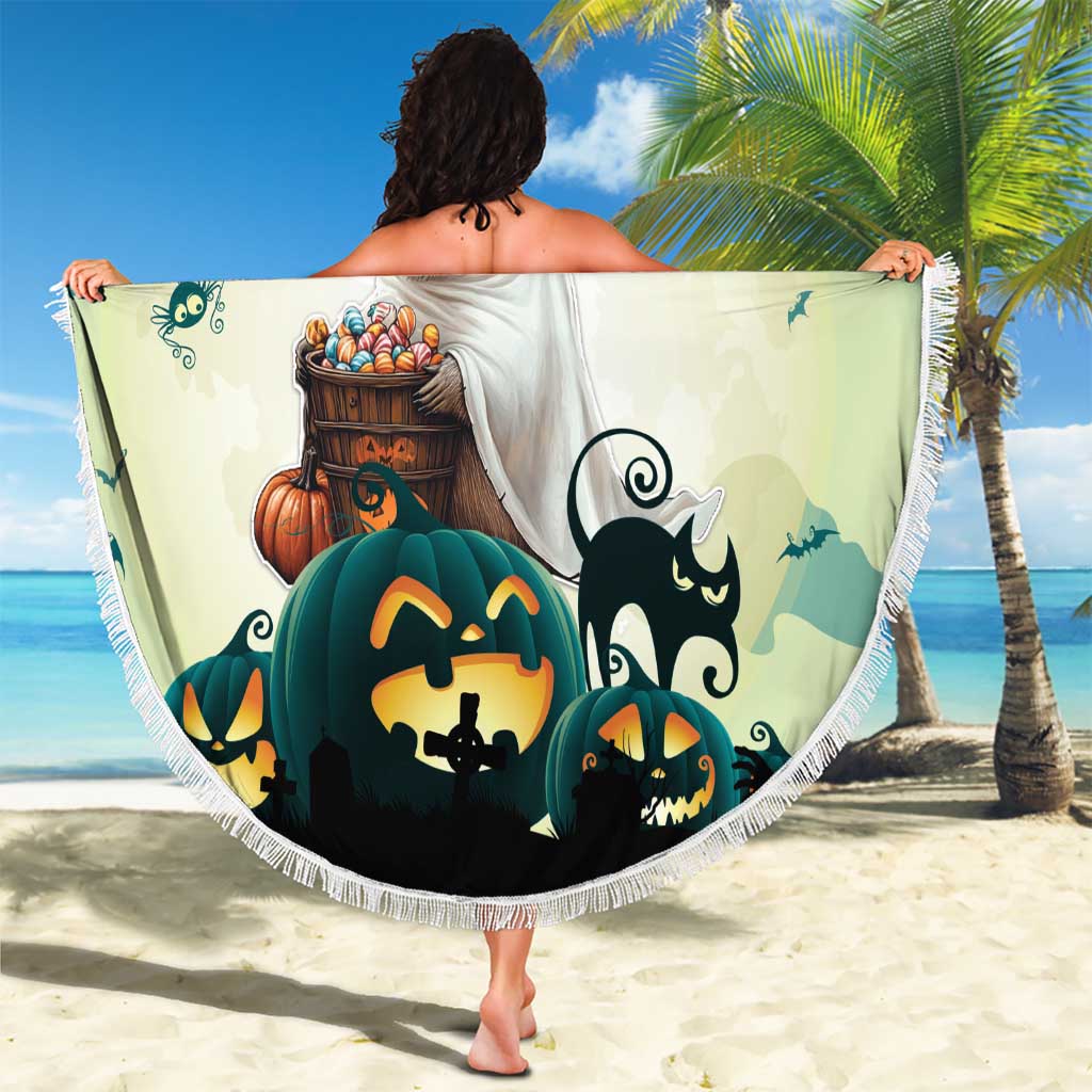 Capy-Boo-Ra Halloween Beach Blanket Spooky Halloween Night With Pumpkins - Wonder Print Shop
