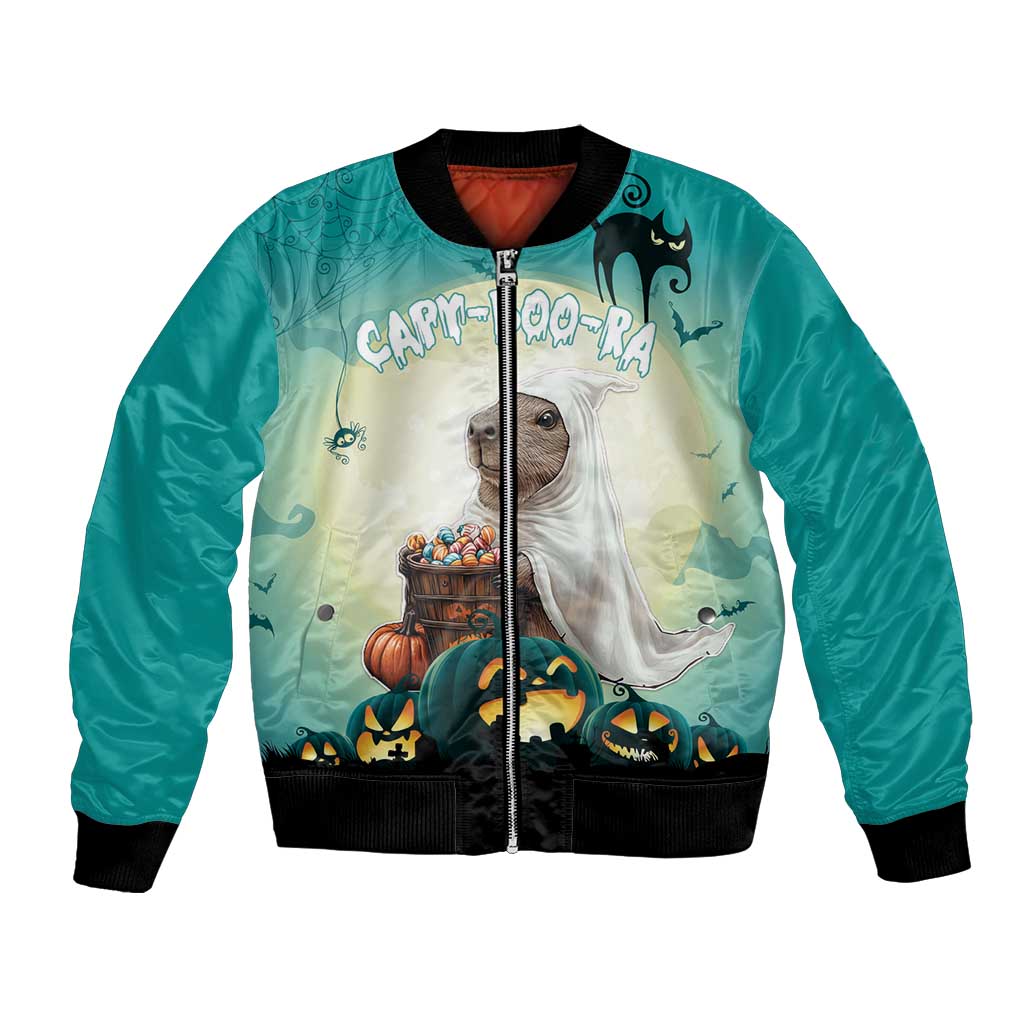 Capy-Boo-Ra Halloween Bomber Jacket Spooky Halloween Night With Pumpkins - Wonder Print Shop