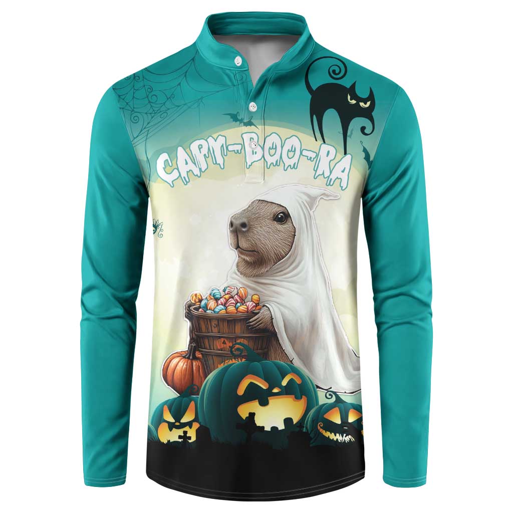 Capy-Boo-Ra Halloween Button Sweatshirt Spooky Halloween Night With Pumpkins - Wonder Print Shop