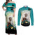 Capy-Boo-Ra Halloween Couples Matching Off Shoulder Maxi Dress and Long Sleeve Button Shirt Spooky Halloween Night With Pumpkins - Wonder Print Shop
