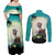 Capy-Boo-Ra Halloween Couples Matching Off Shoulder Maxi Dress and Long Sleeve Button Shirt Spooky Halloween Night With Pumpkins - Wonder Print Shop