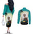 Capy-Boo-Ra Halloween Couples Matching Off The Shoulder Long Sleeve Dress and Long Sleeve Button Shirt Spooky Halloween Night With Pumpkins