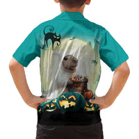Capy-Boo-Ra Halloween Family Matching Off The Shoulder Long Sleeve Dress and Hawaiian Shirt Spooky Halloween Night With Pumpkins - Wonder Print Shop