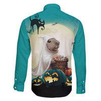 Capy-Boo-Ra Halloween Family Matching Off The Shoulder Long Sleeve Dress and Hawaiian Shirt Spooky Halloween Night With Pumpkins - Wonder Print Shop