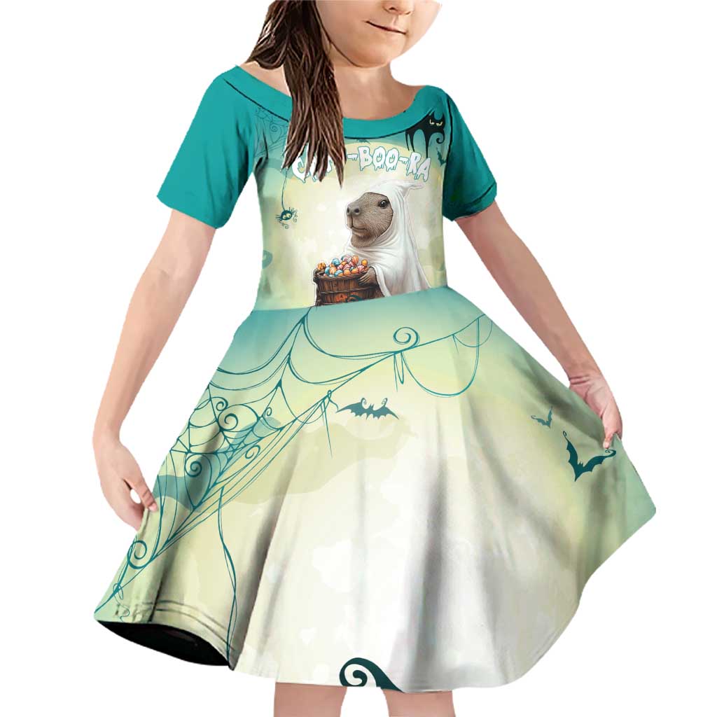 Capy-Boo-Ra Halloween Family Matching Off Shoulder Short Dress and Hawaiian Shirt Spooky Halloween Night With Pumpkins - Wonder Print Shop